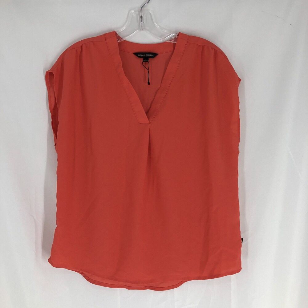 Banana Republic Coral V-Neck Cap Sleeve Small